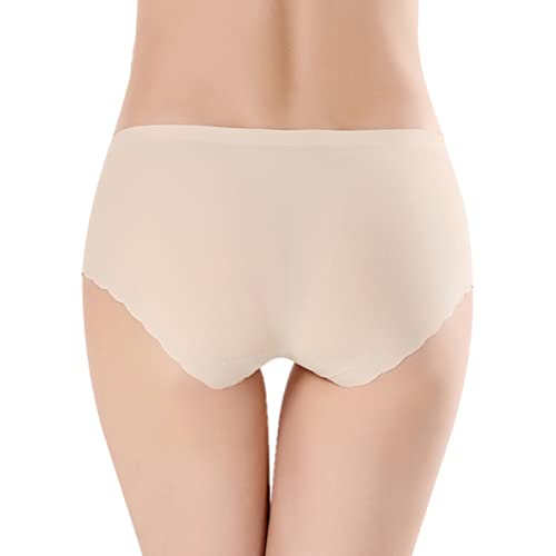 Bolivelan Women's Invisible Seamless Hipster Panties Mid-Rise No Show Laser Cut Briefs Underwear Pack of 6 (8, Nude) - Image 4