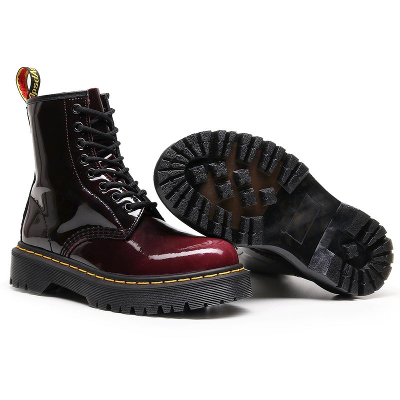 Leiyu High-Top 1460 Color-Changing Red Motorcycle Boots For Women And Men Classic Retro British Style Tooling Short Boots Genuine Leather Round Head - Image 5