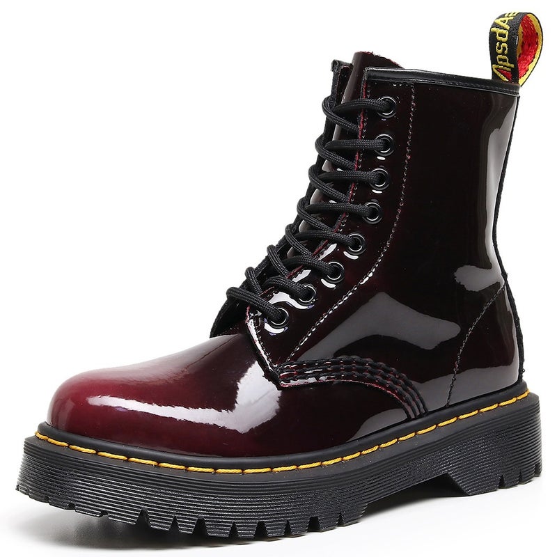 Leiyu High-Top 1460 Color-Changing Red Motorcycle Boots For Women And Men Classic Retro British Style Tooling Short Boots Genuine Leather Round Head - Image 3