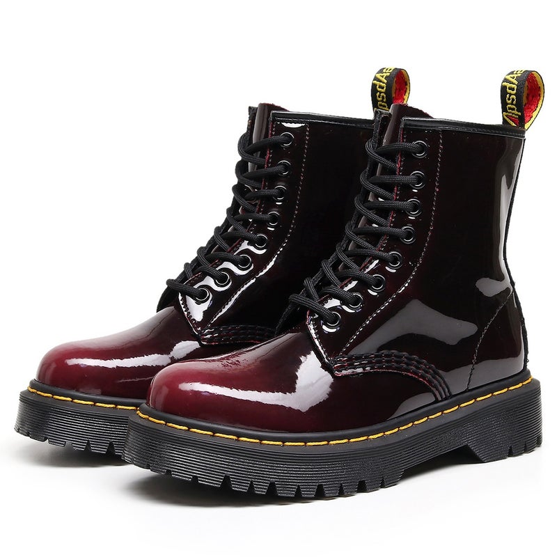 Leiyu High-Top 1460 Color-Changing Red Motorcycle Boots For Women And Men Classic Retro British Style Tooling Short Boots Genuine Leather Round Head - Image 2