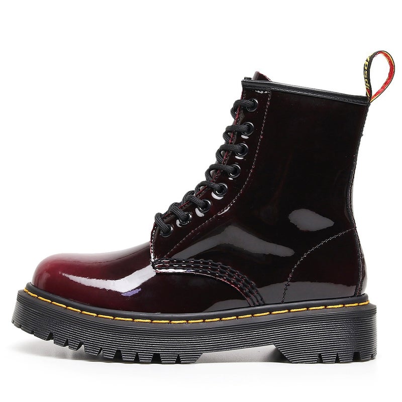 Leiyu High-Top 1460 Color-Changing Red Motorcycle Boots For Women And Men Classic Retro British Style Tooling Short Boots Genuine Leather Round Head - Image 4