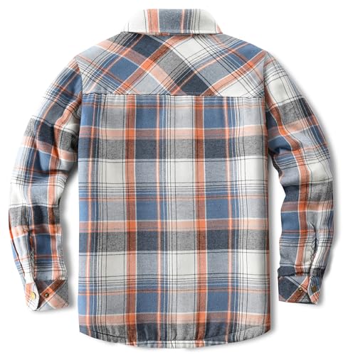 Puwasa Men's Sherpa Lined Cotton Flannel Shirt Jacket Plaid Button Up Jacket Coat for Men with Pocket Blue Large - Image 4