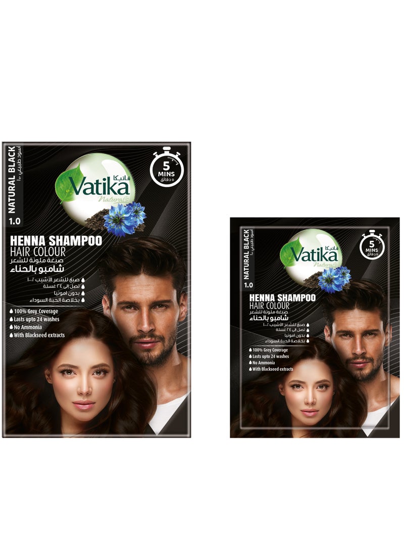 Vatika Naturals Naturals Instant Henna Shampoo Hair Colour Natural Black - Image 2