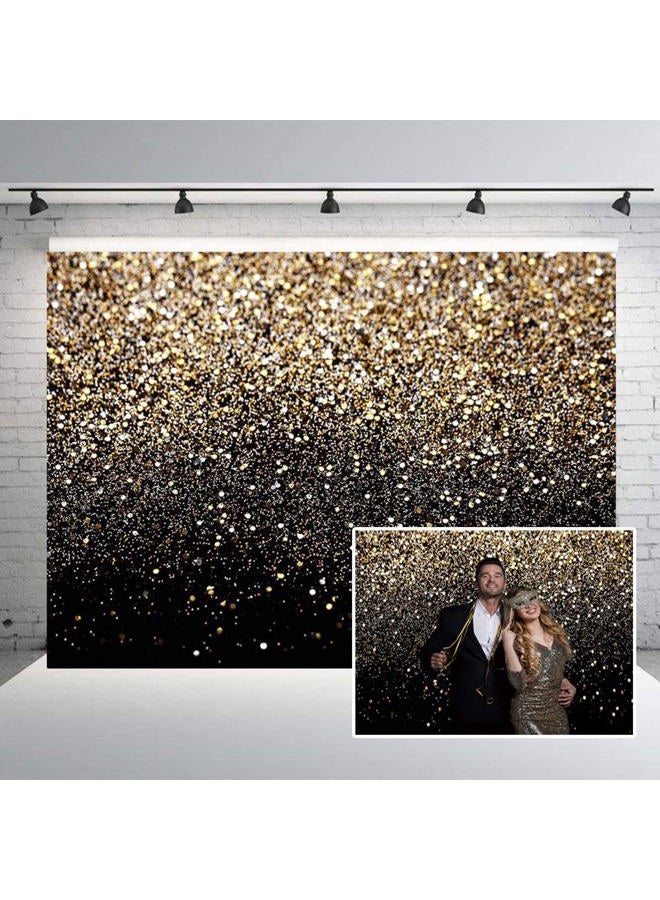 CHAIYA Black Gold Sequin Backdrop Curtain Bokeh Photo Booth Background for Graduation Decorations Black and Gold Wedding Bridal Shower Decoration Bachelorette Party Decorations Gold 2.1m x 1.5m 028 - Image 1