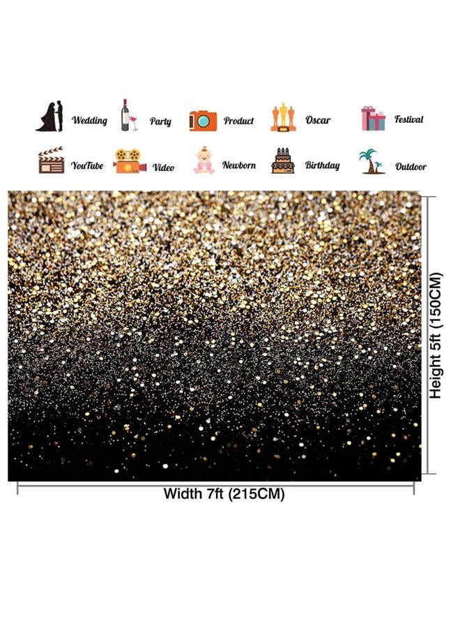 CHAIYA Black Gold Sequin Backdrop Curtain Bokeh Photo Booth Background for Graduation Decorations Black and Gold Wedding Bridal Shower Decoration Bachelorette Party Decorations Gold 2.1m x 1.5m 028 - Image 3
