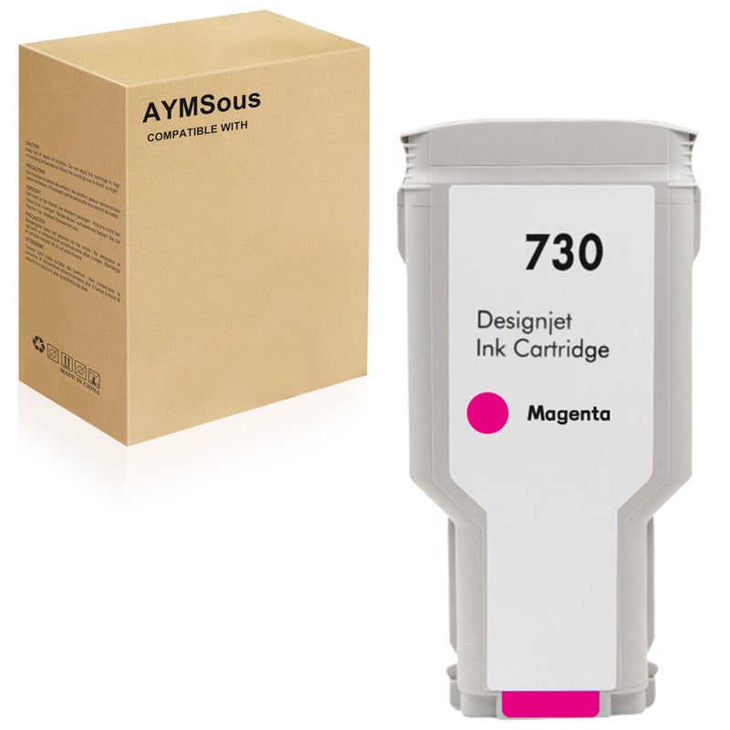AYMSous Compatible HP730 Ink Cartridge Replacement HP 730MG for HP DesignJet T1600 T2600 T1700 MFP Series Printers 300ML P2V69A Magenta