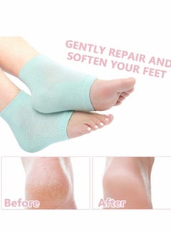 KASTWAVE Moisturizing Heel Gel Socks,Heal Dry Cracked Dead Skin Foot Care Softener Pedicure Spa Sock Set,4 Pairs Soft Silicone Lotion Ankle Sleeves to Repair Eczema Callus Rough Pain Relief Treatment  - Image 4