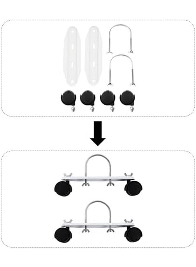 2 قطعة من قوس البكرة المتنقل الأسود مع عجلات، قاعدة إطار سخان قابلة للدوران 360 درجة، مقاس 8.3 بوصة - Image 4