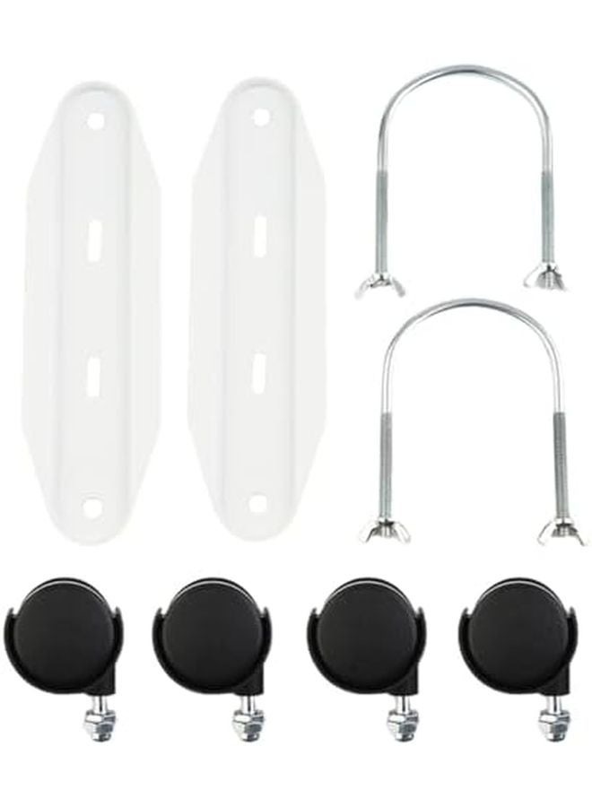 2 قطعة من قوس البكرة المتنقل الأسود مع عجلات، قاعدة إطار سخان قابلة للدوران 360 درجة، مقاس 8.3 بوصة - Image 2