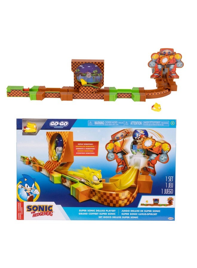 Sonic The Hedgehog مجموعة سباق سونيك القنفذ الفاخرة مع تمثال سوبر سونيك المصنوع من المعدن، يمكن دمجها مع مجموعة مغامرات سونيك - Image 1