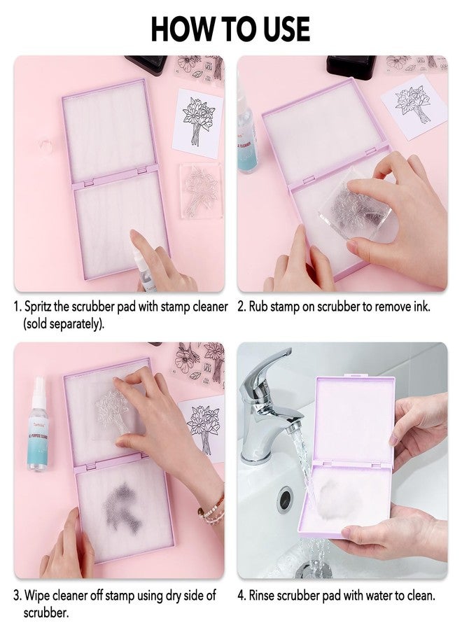 CYFUN DESIGN Stamp Scrubber | Stamp Cleaning Tray with Synthetic Bristles Removable Cleaning Pads for Scrapbooking & Crafting | Double-Sided Stamp Cleaning Pad for Clear, Rubber, Cling, Foam Stamps 5.9x4.8in - Image 2