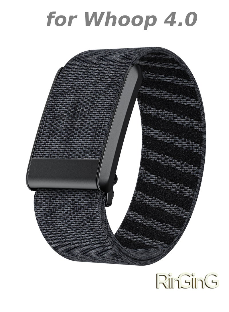 رِينْجِنْج الأساور المطاطية التنفسية لـ Whoop 4.0 - سوار نسجي قابل للتعديل مصنوع من خليط النايلون الماص للرطوبة، مصمم للارتداء اليومي أثناء مراقبة النوم وتمارين الجيم وتتبع النشاط. يجمع بين الراحة التنفسية وقابلية التعديل لاستبدال السوار بسهولة. يتم التركيب دون الحاجة لأدوات. - Image 1