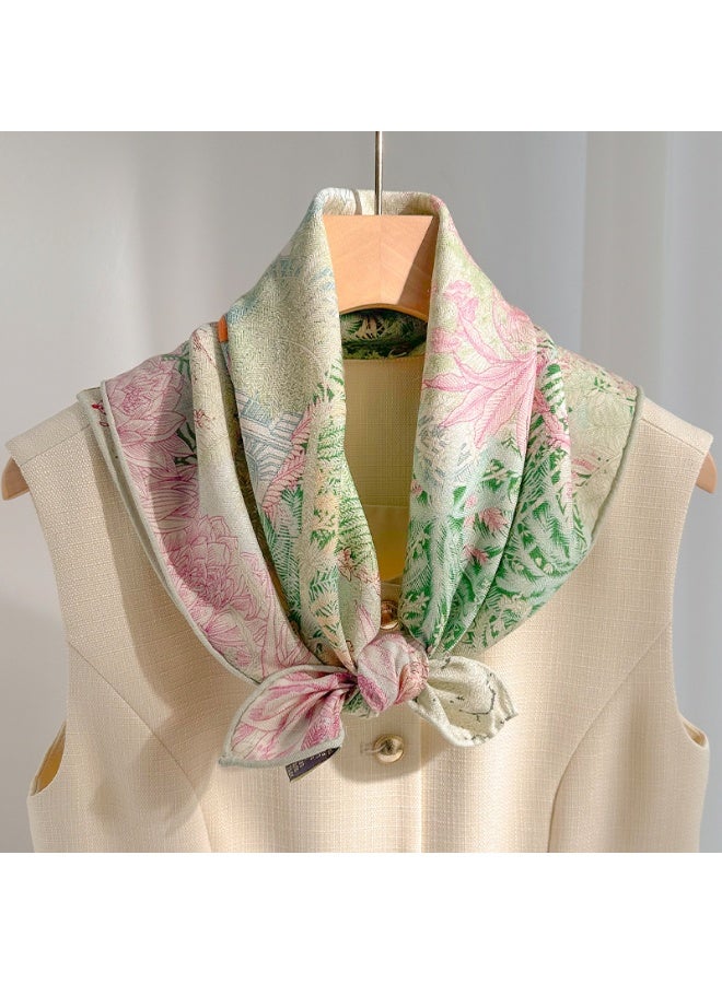 Handmade Silk & Wool Scarf, Pink Jungle Animal Print