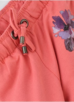 Jelliene Girls Coral Jogger Pants with Floral Motif  - Image 4