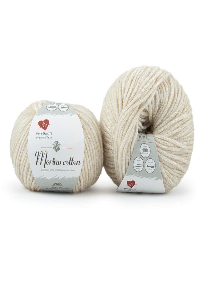Heartbeats Merino Cotton, is 100% Natural Yarn Blend of Cotton Alpaca and Merino. Oekotex Class 1 Certified. Pack of 2 Balls - 50gm Each. Shade no - MCT9 - Image 2