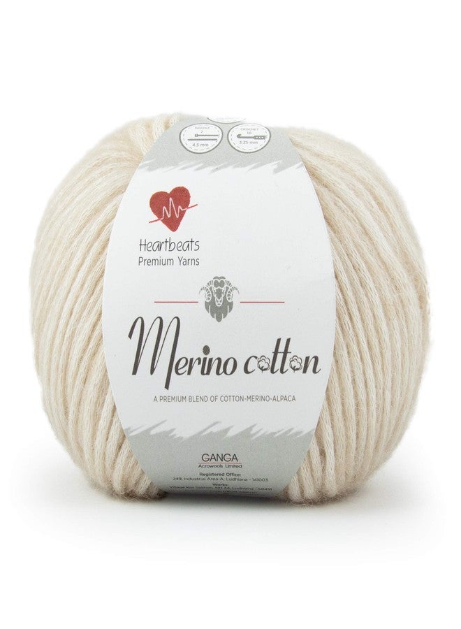 Heartbeats Merino Cotton, is 100% Natural Yarn Blend of Cotton Alpaca and Merino. Oekotex Class 1 Certified. Pack of 2 Balls - 50gm Each. Shade no - MCT9 - Image 1