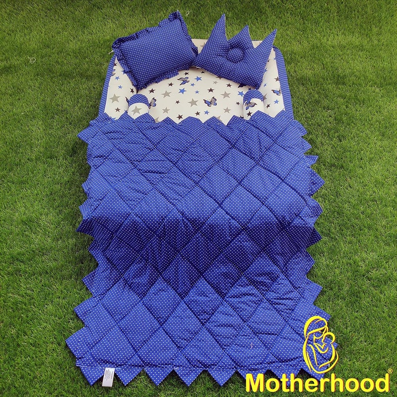 MOTHERHOOD MOTHERHOOD Box Baby Tub Bed with 4 pc Baby Pillow and 1 Large Baby Blanket Luxury UltraSoft Comfortable Baby Mattress Bed Sleeper Bedding Set coSleeper for Newborn to Toddlers Blue - Image 2