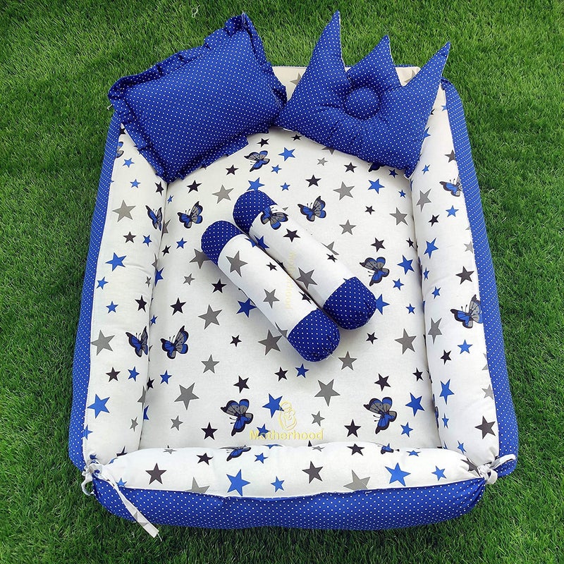 MOTHERHOOD MOTHERHOOD Box Baby Tub Bed with 4 pc Baby Pillow and 1 Large Baby Blanket Luxury UltraSoft Comfortable Baby Mattress Bed Sleeper Bedding Set coSleeper for Newborn to Toddlers Blue - Image 4