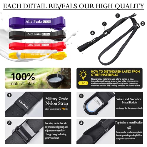 Ally Peaks Pull Up Assistance Bands System,Up to 410 lbs Assistance, Resistance Bands,Adjustable and Replaceable Pull Up Assist Band,Assisted Pull Up Resistance Bands for Pull Up Assist Push Up Assist - Image 3