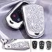 RoyalfoxTM 4 5 6 Buttons 3D Bling keyless Entry Remote Smart Key Fob case Cover for 20162019 Cadillac CT6 20172019 XT5 20142019 CTS 20152019 XTS SRX ATS Accessorieswith Keychain Silver - Image 2