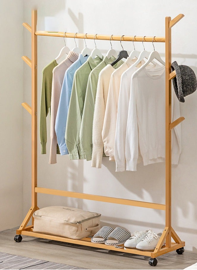 HOMESTAR Bamboo Garment Rack for Hanging Clothes,Multi functional Bedroom Clothes Rack,Easy Installation with Shoe Rack - Image 1
