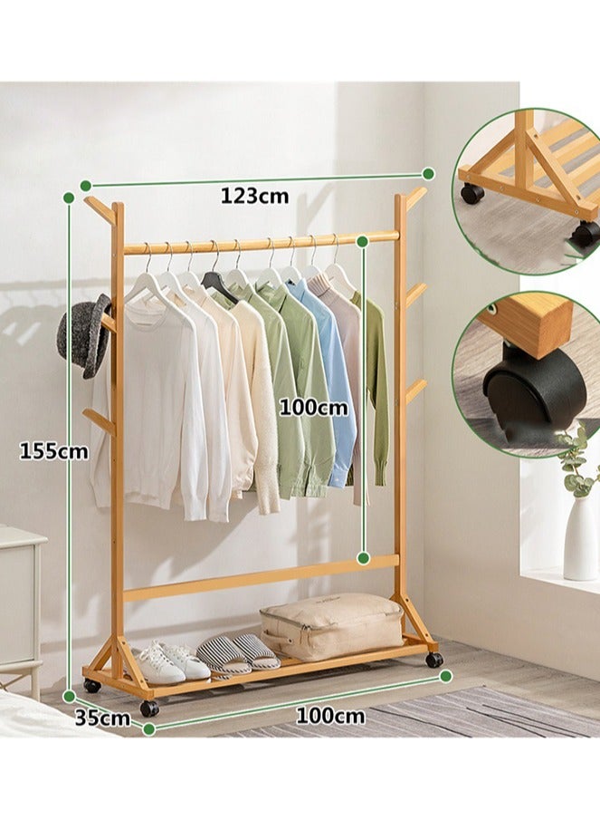 HOMESTAR Bamboo Garment Rack for Hanging Clothes,Multi functional Bedroom Clothes Rack,Easy Installation with Shoe Rack - Image 2