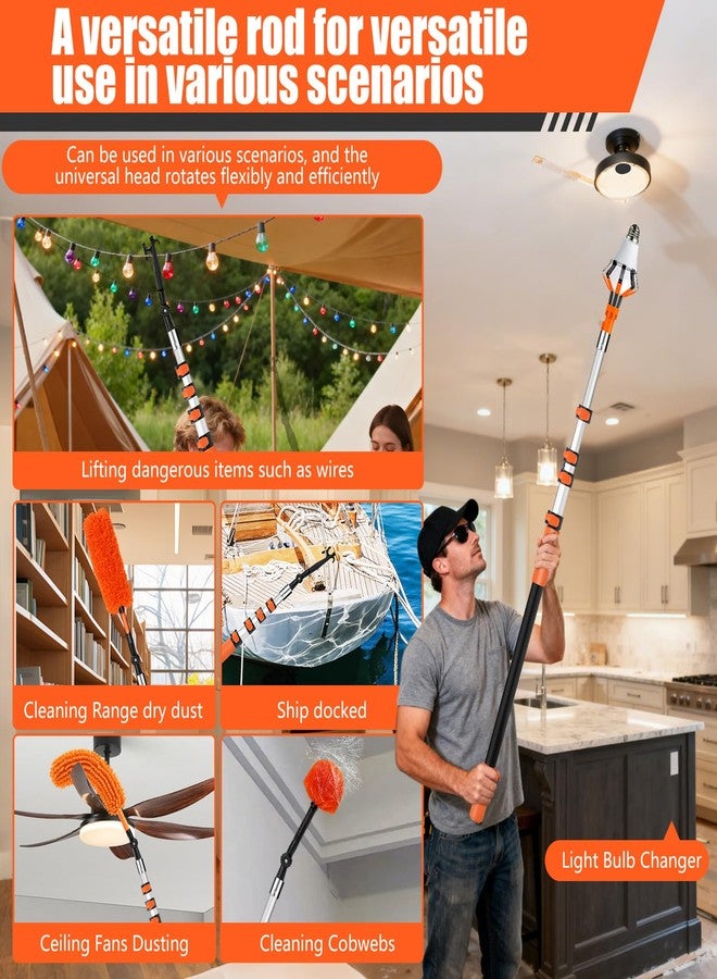 MXQMKL 20FT Light Bulb Changer for High Ceilings with 5-12FT Heavy Duty Extension Pole,High Ceiling Fan Duster Extendable Reusable Cobweb,Feather,Window Cleaning Squeegee Kit for Home & House,Interior Roof - Image 2