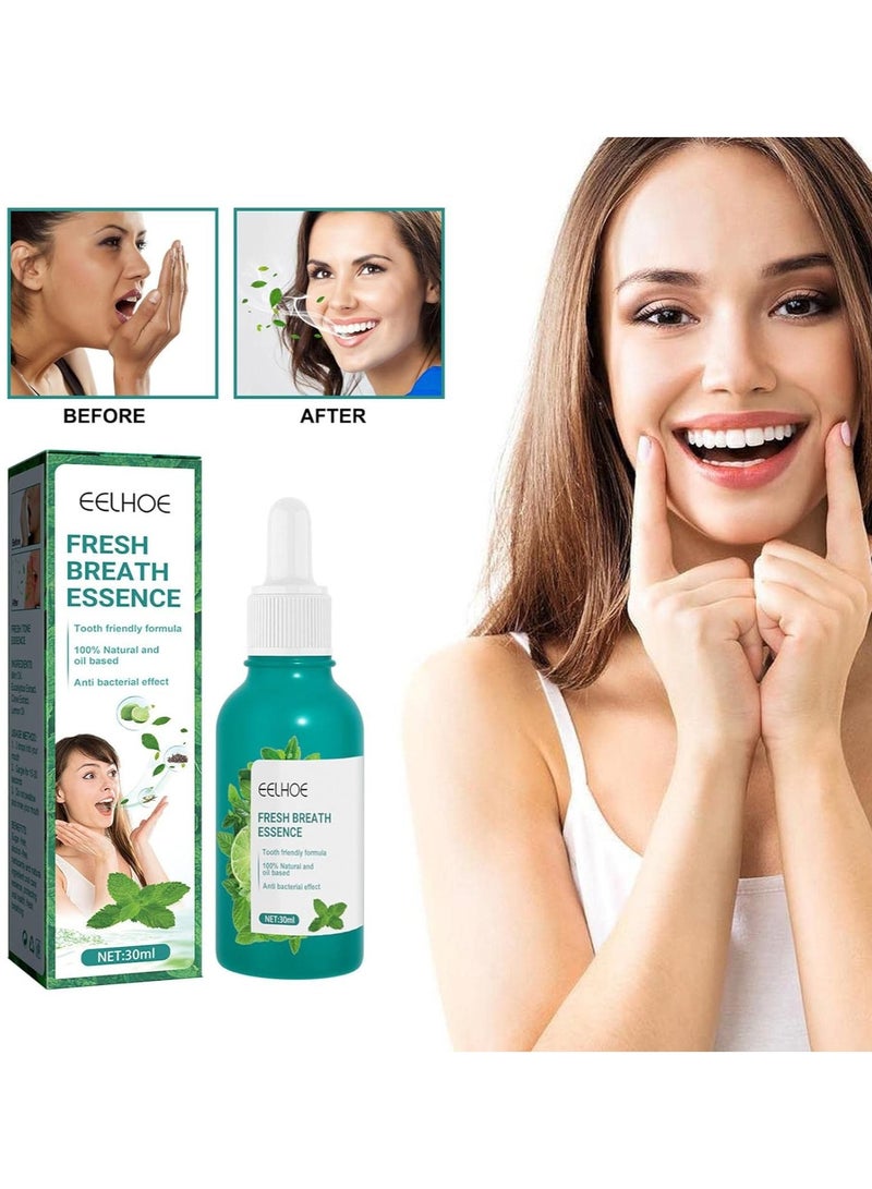 EELHOE Fresh Breath Essence With Mint Oil Breath Freshener Bad Breath Eliminating Bad Mouth Smell Removing Drops Fresh Breath Mouthwash Peppermint Mouth Freshener For Travel - Image 4