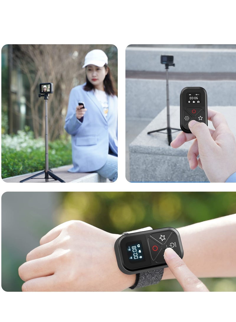 جهاز تحكم عن بعد ذكي لاسلكي لجهاز GoPro Max Mini Hero 12 Hero 11 Hero 10 Hero 9 Hero 8، مع مؤشر LCD وموصل شحن مغناطيسي وحزام يد لمعدات GoPro 11 12 10 9 8، ملحقات للكاميرا (أسود) - Image 4