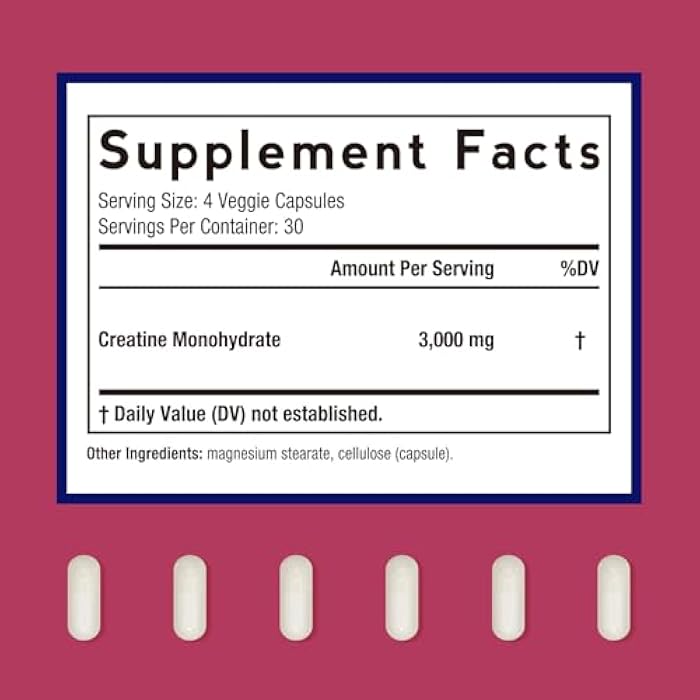 Doctor's Recipes Creatine Monohydrate 3000 mg Per Serving, Micronized Creatine Capsules for Women & Men, for Strength, Energy, Recovery, High Absorption, Vegan, 120 Capsules - Image 2