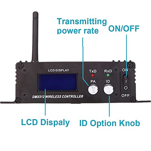 Lixada DMX 512 Controller 2.4G Wireless Transmitter Receiver LCD Display Power Adjustable Repeater Lighting Dimmer Controller for Disco DJ Party Light - Image 2