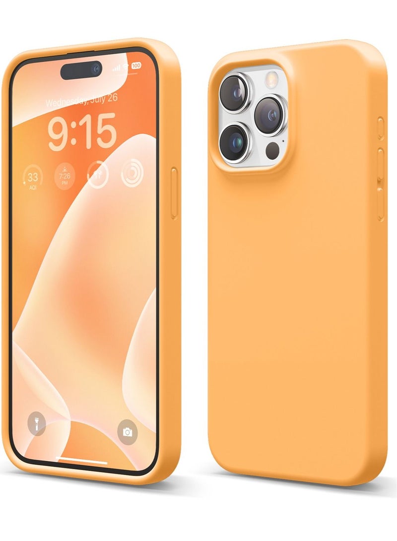 Elago Liquid Silicone for iPhone 15 Pro MAX Case Cover Full Body Protection, Shockproof, Slim, Anti-Scratch Soft Microfiber Lining - Orange - Image 1