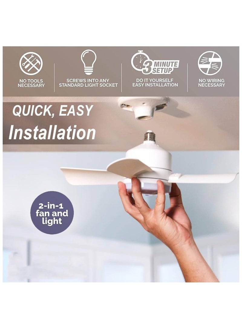 Socket Fan Light Original Socket Ceiling Fan with Lights and Remote 3 Adjustable Fan Speed Brightness Settings - Image 4