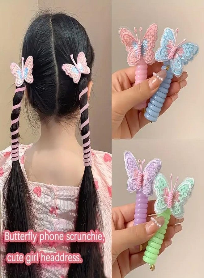 VENIVA Spiral Hair Ties for Girls - Colorful Butterfly Telephone Wire Hair Bands | No-Crease Elastic Ponytail Holders | Waterproof & Durable Coil Hair Ties | Tangle-Free & Damage-Free Hair Accessories for Kids, pack of 5 - Image 5