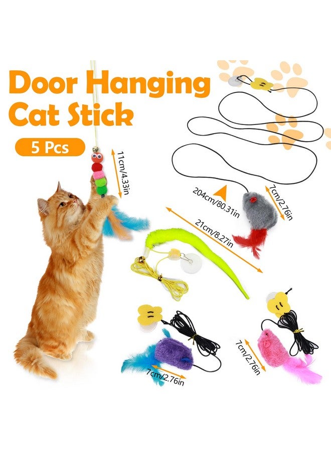 Realand 5Pcs Door Hanging Cat Toy, Interactive Cat Toys for Indoor Cats Kitten Toys Cat Feather Toy Cat String Toy Cat Products Cat Teaser Toy That Can Make Sounds - Image 2
