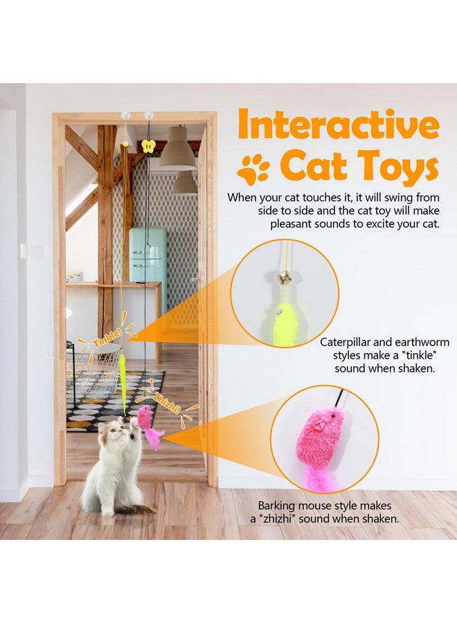 Realand 5Pcs Door Hanging Cat Toy, Interactive Cat Toys for Indoor Cats Kitten Toys Cat Feather Toy Cat String Toy Cat Products Cat Teaser Toy That Can Make Sounds - Image 3