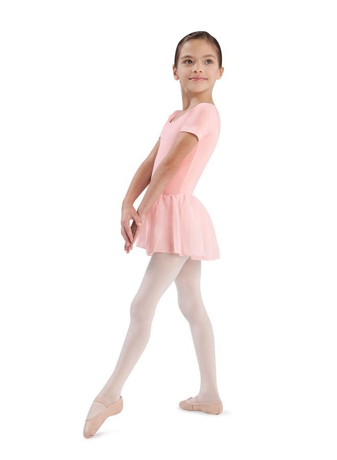 Bloch Dance Girls Tiffany Short Sleeve Leotard with Skirt, Light Pink, Size 12 - Image 1