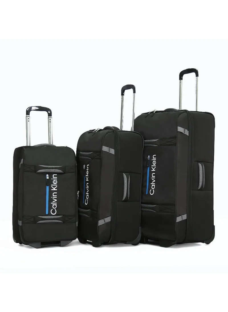 كالفن كلاين طقم حقائب سفر كالفن كلاين ثلاث قطع من السوفت شيل بعجلات دوارة