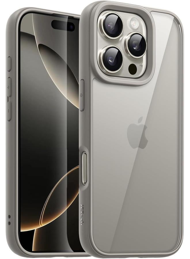 جي تيك جراب لهاتف iPhone 16 Pro Max مقاس 6.9 بوصة، غطاء ممتص للصدمات مقاوم للصدمات بلون سادة غير لامع بإطار TPU مضاد للخدش وظهر شفاف من التيتانيوم الطبيعي - Image 1