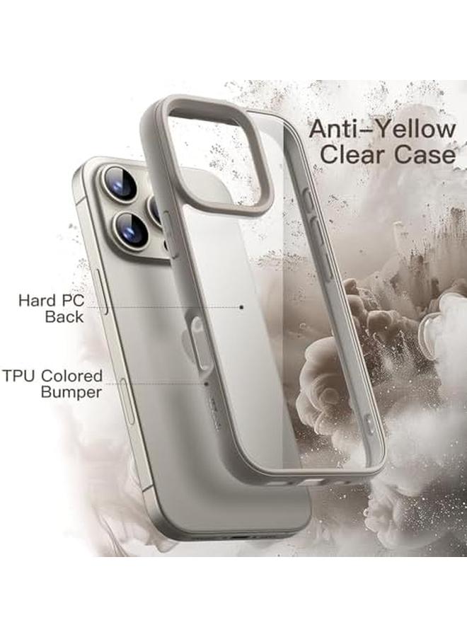 جي تيك جراب لهاتف iPhone 16 Pro Max مقاس 6.9 بوصة، غطاء ممتص للصدمات مقاوم للصدمات بلون سادة غير لامع بإطار TPU مضاد للخدش وظهر شفاف من التيتانيوم الطبيعي - Image 3