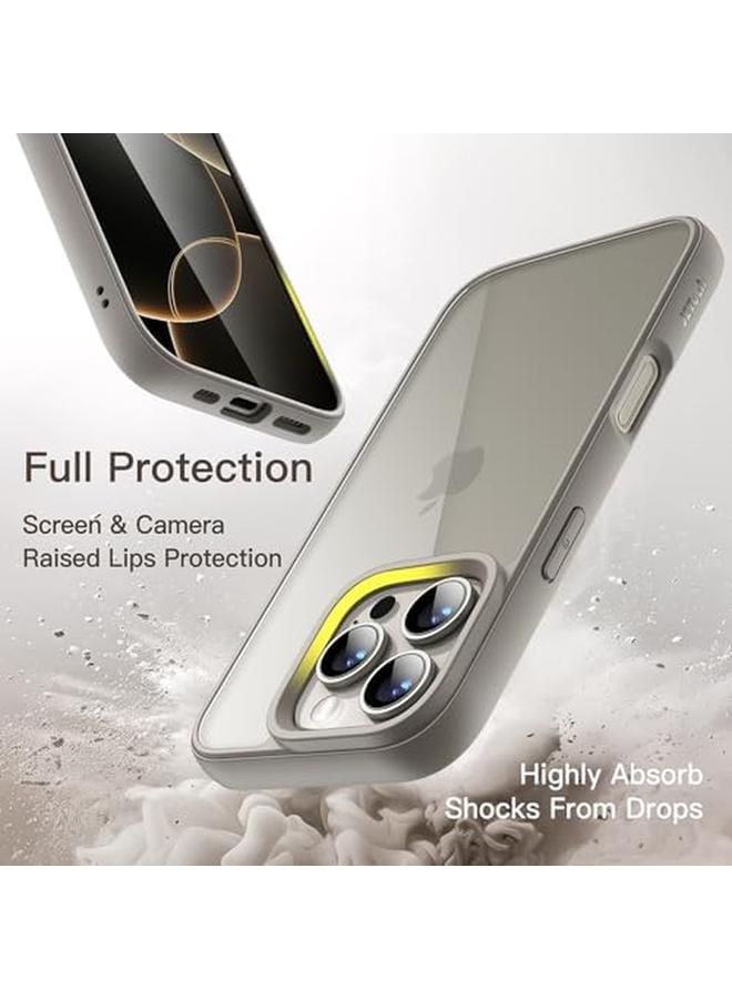 جي تيك جراب لهاتف iPhone 16 Pro Max مقاس 6.9 بوصة، غطاء ممتص للصدمات مقاوم للصدمات بلون سادة غير لامع بإطار TPU مضاد للخدش وظهر شفاف من التيتانيوم الطبيعي - Image 4