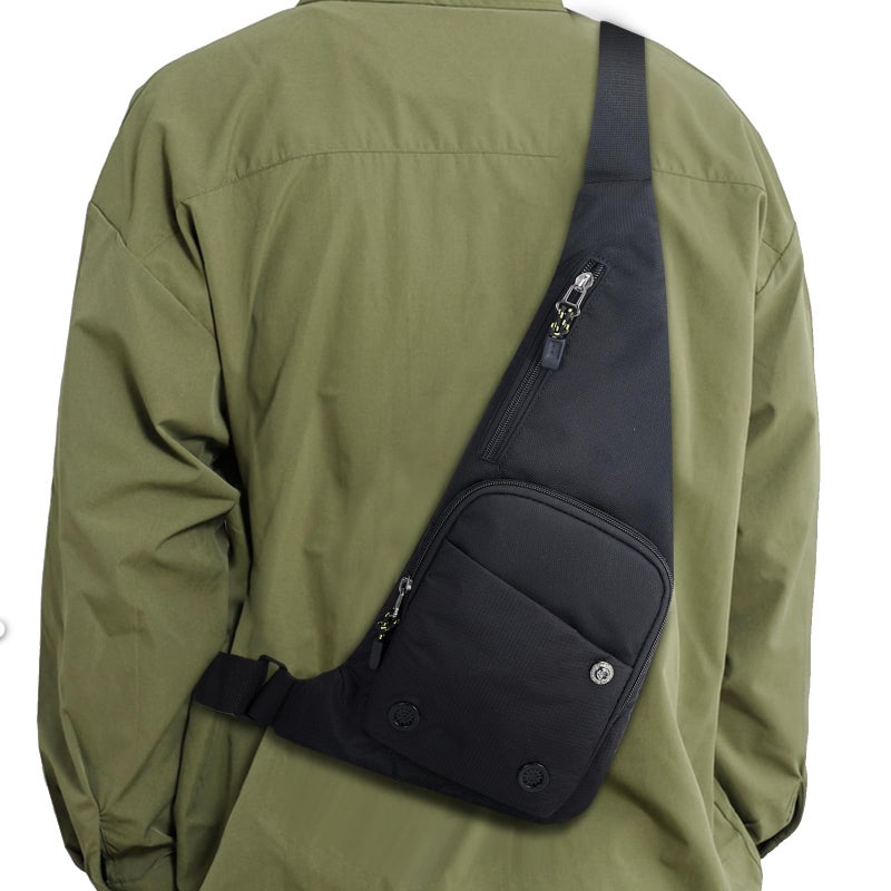 Peicees Sling Bag for Men Women Shoulder Bag Sling Backpack Durable Chest Bag for Running Camping Exercise Outdoor (S_Black) - Image 1