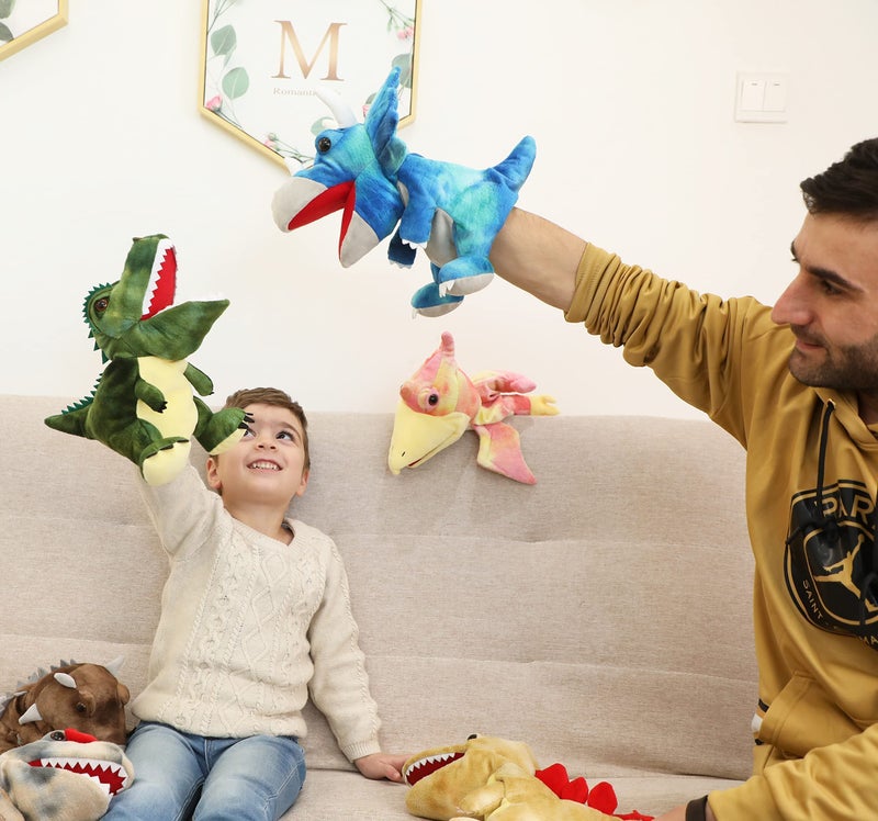 JUSTQUNSEEN Puppet Hand Puppets Puppets for Kids, Dinosaur Hand Puppe ts Dinosaur Toys Plush Puppet Stuffed Hand P uppet Dinosaur Toy,Puppet Story Toys Dinosaur Puppets Dinosaur to ys for Kids - Image 4