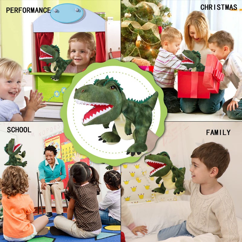 JUSTQUNSEEN Puppet Hand Puppets Puppets for Kids, Dinosaur Hand Puppe ts Dinosaur Toys Plush Puppet Stuffed Hand P uppet Dinosaur Toy,Puppet Story Toys Dinosaur Puppets Dinosaur to ys for Kids - Image 3