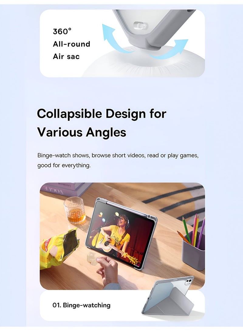 Wtech Apple iPad Pro 11 5G 2025 (M5) 11 inch Symmetry 360 Smart Folio Series Auto Awake/Auto Sleep Leather Texture Case Cover (TCFPSR) - Grey - Image 2