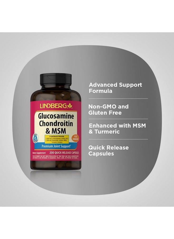 Piping Rock Piping Rock Glucosamine Chondroitin MSM | 200 Capsules | Non GMO & Gluten Free Supplement | by Lindberg 
