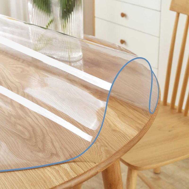 2 Sets 16 Inch Round Clear Table Cover Protector Plastic Tablecloth PVC Vinyl Desk Mat Thick Waterproof Heat Resistant NonSlip Easy Clean Protective Pad for Dining Room Coffee End Wood Marble Table
