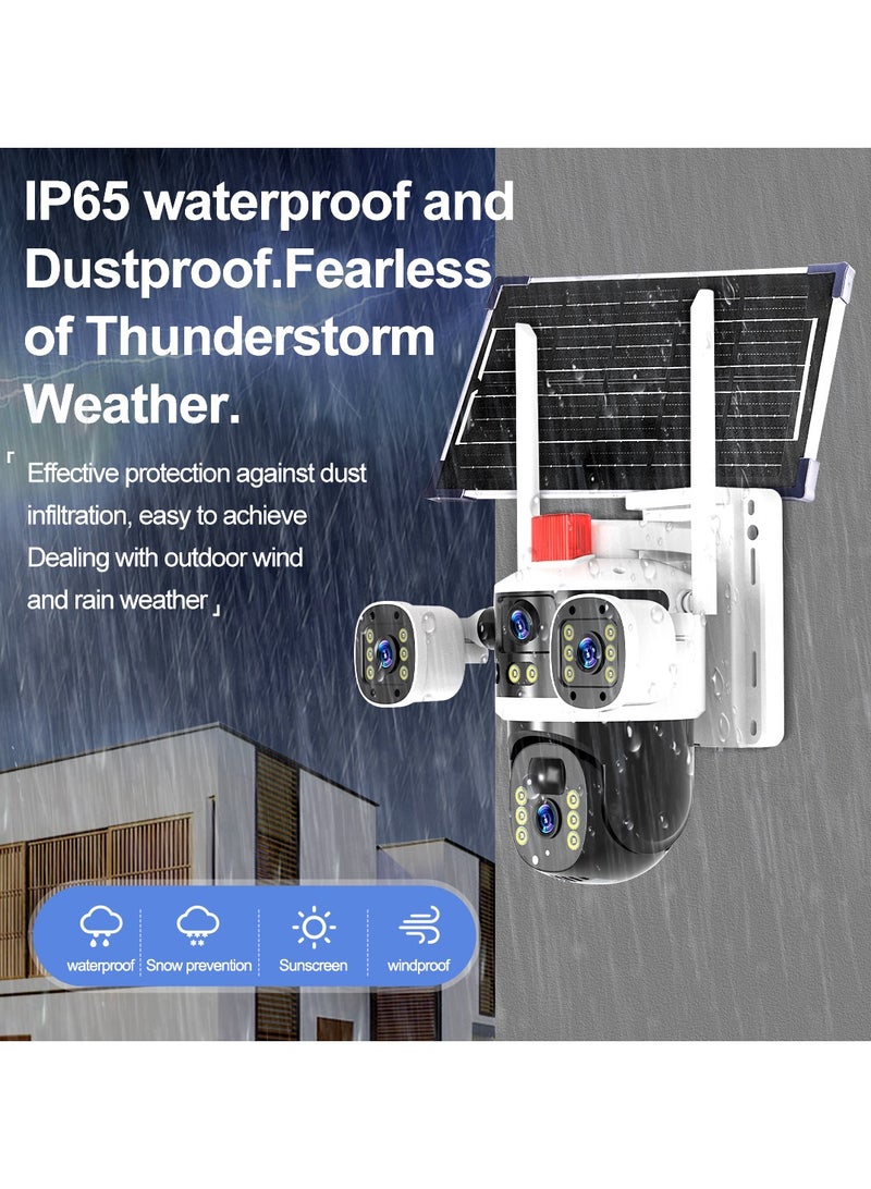 BlueFire Triple-Lens Solar 360° Dome Camera – Wireless Outdoor Security Camera with 3 Adjustable Lenses, 2-Way Audio, Pan-Tilt, Night Vision, IP66 Waterproof, 8000mAh Battery, 7.5W Solar Panel, Smart Home Integration (Cloud/SD Storage, Motion Detection, 4G LTE Compatible) - Image 4