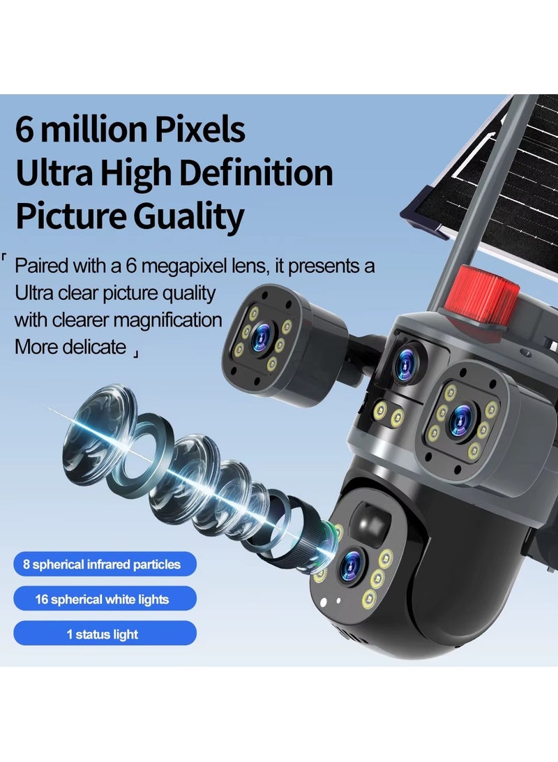 BlueFire Triple-Lens Solar 360° Dome Camera – Wireless Outdoor Security Camera with 3 Adjustable Lenses, 2-Way Audio, Pan-Tilt, Night Vision, IP66 Waterproof, 8000mAh Battery, 7.5W Solar Panel, Smart Home Integration (Cloud/SD Storage, Motion Detection, 4G LTE Compatible) - Image 3