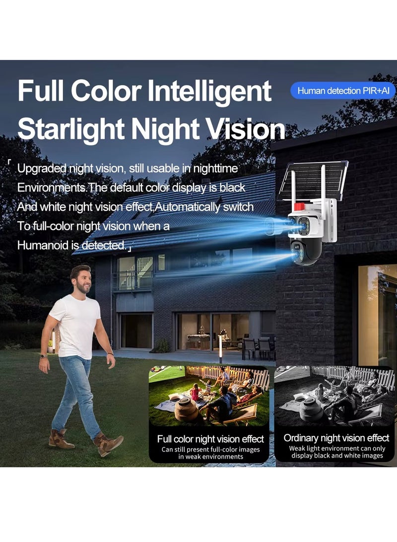 BlueFire Triple-Lens Solar 360° Dome Camera – Wireless Outdoor Security Camera with 3 Adjustable Lenses, 2-Way Audio, Pan-Tilt, Night Vision, IP66 Waterproof, 8000mAh Battery, 7.5W Solar Panel, Smart Home Integration (Cloud/SD Storage, Motion Detection, 4G LTE Compatible) - Image 2